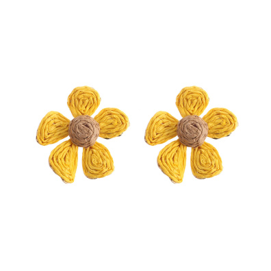 Ψάθινο σκουλαρίκι SASA-9956-13 - Κίτρινο