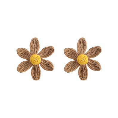 Ψάθινο σκουλαρίκι SASA-9957-13 - Σκούρο Μπέζ