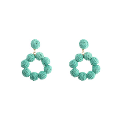 Ψάθινο σκουλαρίκι SASA-9954-13 - Πράσινο