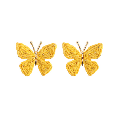 Ψάθινο σκουλαρίκι SASA-9960-13 - Κίτρινο