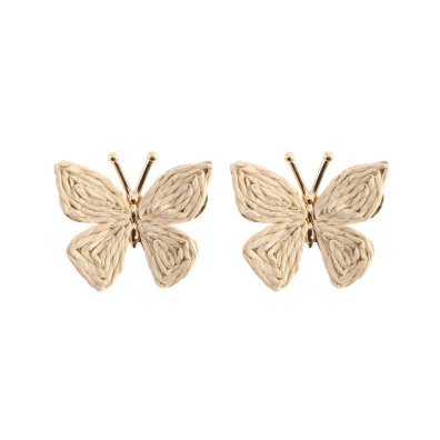 Ψάθινο σκουλαρίκι SASA-9960-13 - Μπέζ