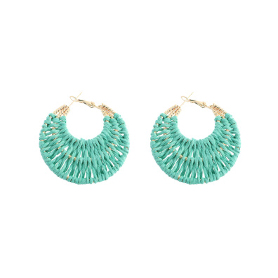 Ψάθινο σκουλαρίκι SASA-9964-13 - Πράσινο