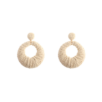 Ψάθινο σκουλαρίκι SASA-9967-13 - Μπέζ