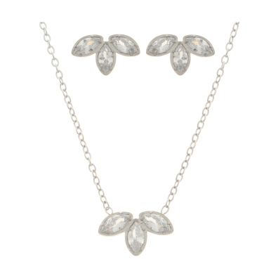 Κρεμαστό σετ λαιμού με σκουλαρίκια JY-8713-11 - Ασημί