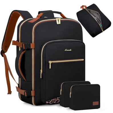 Σακίδιο ταξιδιού για γυναίκες 40L Carry on 17,3 WB2029 black leopard