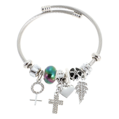 Βραχιόλι με σταυρούς QW-8117-15 - Μαύρο