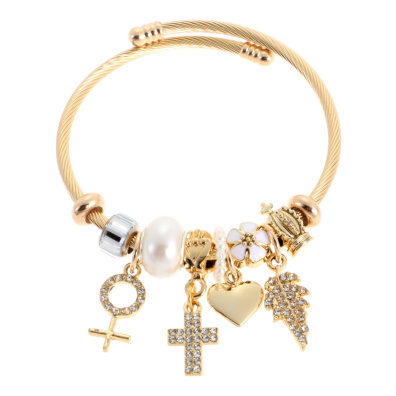 Βραχιόλι με σταυρούς QW-8117-15 - Ασπρο