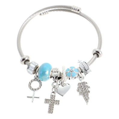 Βραχιόλι με σταυρούς QW-8117-15 - Γαλάζιο