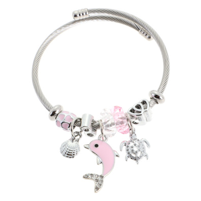 Βραχιόλι με  δελφίνι QW-8119-15 - Ρόζ