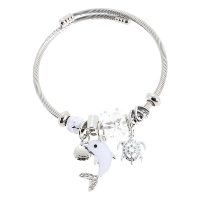 Βραχιόλι με  δελφίνι QW-8119-15 - Ασημί