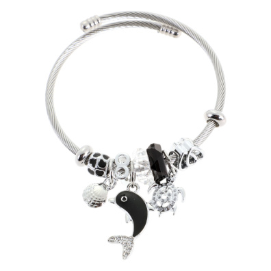 Βραχιόλι με  δελφίνι QW-8119-15 - Μαύρο