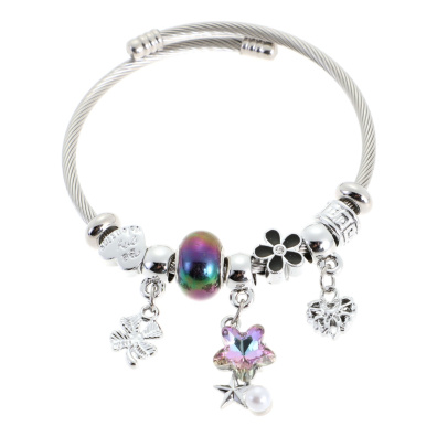 Βραχιόλι με αστέρια QW-8123-15 - Μαύρο