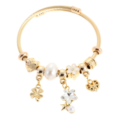 Βραχιόλι με αστέρια QW-8123-15 - Ασπρο