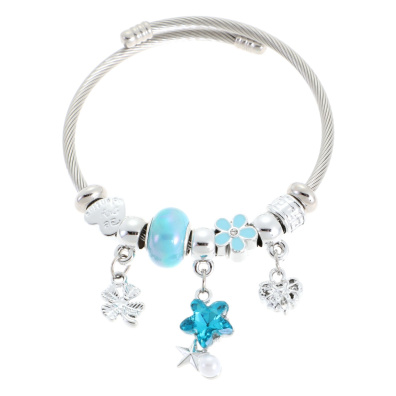 Βραχιόλι με αστέρια QW-8123-15 - Γαλάζιο