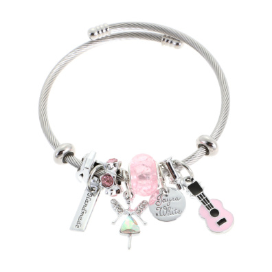 Βραχιόλι με κιθάρα QW-8124-15 - Ρόζ