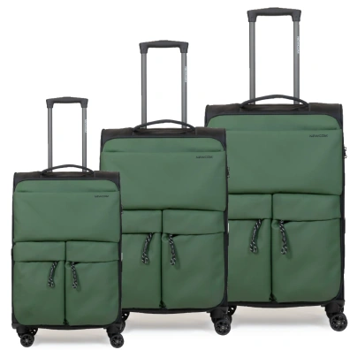 Βαλίτσες Υφασμάτινες σετ τριάδα Newcom N1615 green
