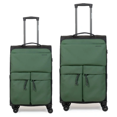 Βαλίτσες Υφασμάτινες σετ Newcom μεσαία μεγάλη N1615 green