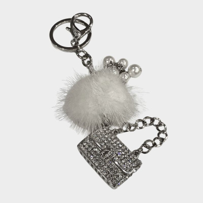 Μπρελόκ Mε Φουντίτσα, Πέρλες & Τσαντάκι με Στρας My Choice 1019066 Ασημί