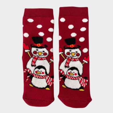 Κάλτσες Χριστουγεννιάτικες Χιονανθρωπος My Choice Ζεύγος 2027-13 Μπορντω