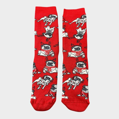 Χριστουγεννιάτικες Κάλτσες Σκυλάκια Pugs My Choice 2027-2 Κόκκινο