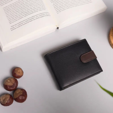 Δερμάτινο Πορτοφόλι Biggs & Bane LG30 Μαύρο/Σκούρο Καφέ